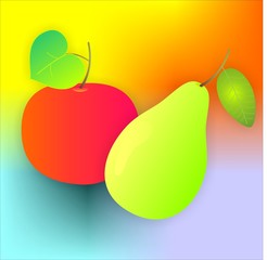 apple and pear,  vector illustration