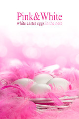 White easter eggs in the nest