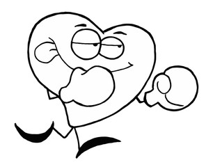 Black And White Coloring Page Outline Of A Heart Boxer