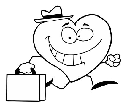 Black And White Coloring Page Outline Of A Heart Businessman