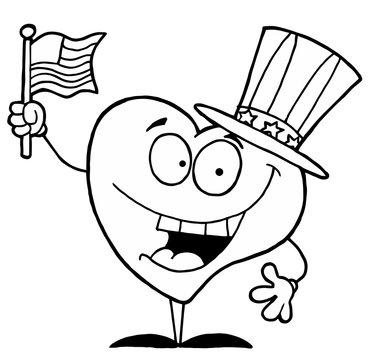 Black And White Coloring Page Outline Of A Heart Uncle Sam
