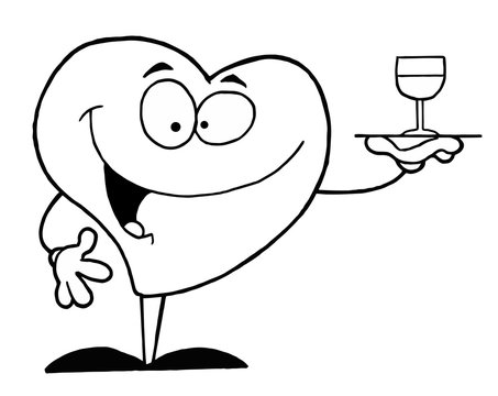 Outline Of A Heart Serving Wine
