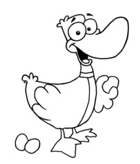 Outlined Goose With Eggs