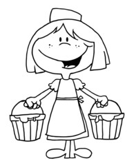 Outlined Maid With Milk
