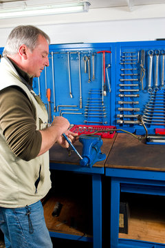 At the work-bench