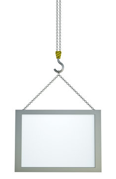 Blank framed display on hook