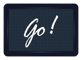 go, départ, ardoise, exclamation, message, étiquette, mot