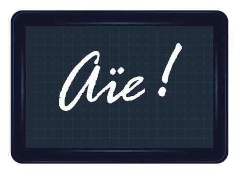 a&iuml;e, douleur, ardoise, exclamation, message, &eacute;tiquette, mot