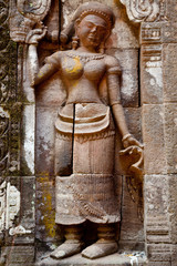 APSARA, ROCK CARVING AT VAT PHU, LAOS