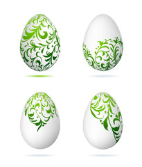 Easter eggs white with floral ornament for your design