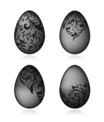 Easter eggs black with floral ornament for your design
