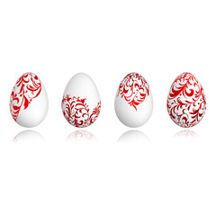 Easter eggs white with floral ornament for your design