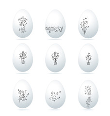 Easter eggs white with floral ornament for your design