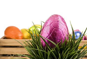 Colorful easter eggs on a white background