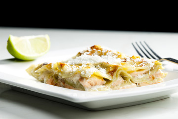 spinach lasagne with salmon