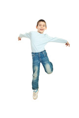 Jumping happy  kid boy