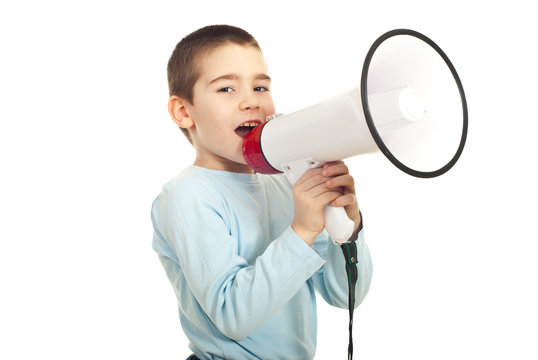 Kid Boy Shouting Megaphone