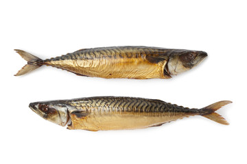 Whole smoked mackerel fishes