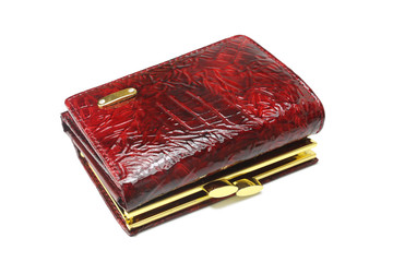 Red leather purse.