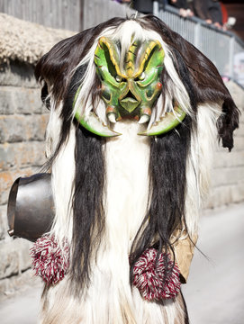 Traditional Tschaggatta costume at the Carnival in Wiler