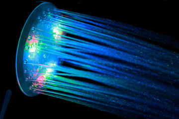 Shower with illumination  and streaming water