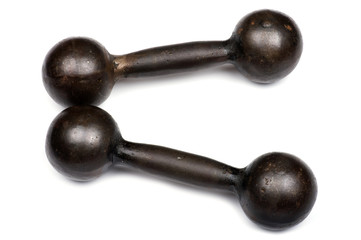 sport dumbbell on white macro