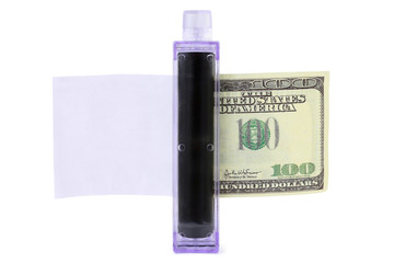 Printing-press which converts paper in money, front view