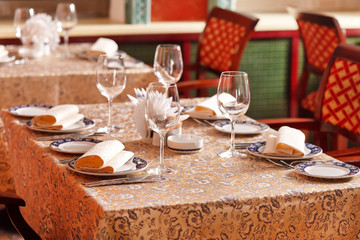 Wine glasses on a table