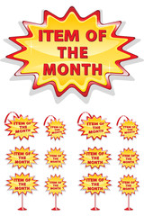 set of red and yellow sale icons isolated on white - item of the