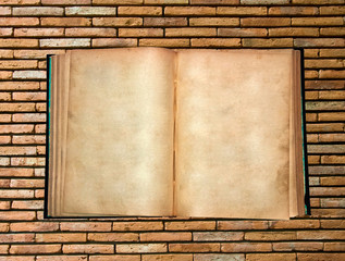 The Vintage book on wall background