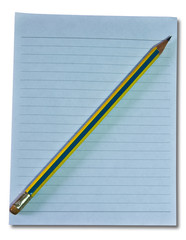 The Paper with pencil isolated on with background