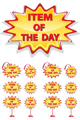 set of red and yellow sale icons isolated on white - item of the