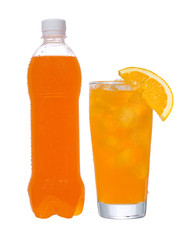 bottle and glass with orange drink