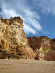 Colorful rock cliffs of the Algarve in Portugal