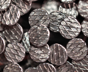 Macro shot of iron nails heads