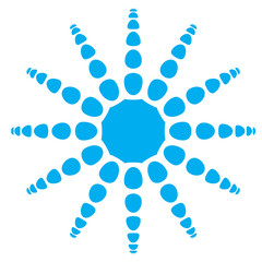 Blue starfish on the white blackground