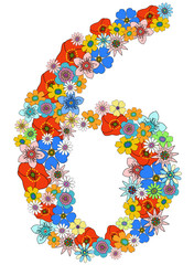 Number six floral, vector, see more on my portfolio