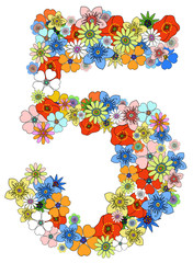 Number five floral, vector