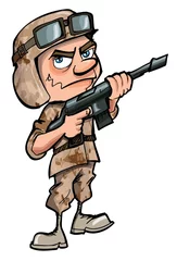 Photo sur Plexiglas Militaire Soldat de dessin animé isolé sur blanc