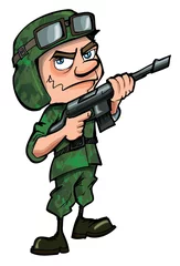 Fototapete Militär Cartoon-Soldat isoliert auf weiß