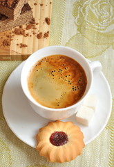 Morning coffee with biscuits and cake