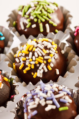 Colorful chocolate dessert decoration