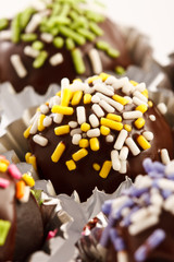 Colorful chocolate dessert decoration