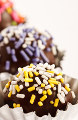 Colorful chocolate dessert decoration