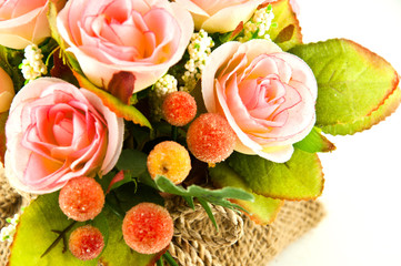 Decoration artificial flower isolated on white