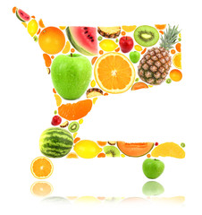 Shopping cart made of fruit isolated on white