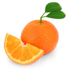 Orange with slice isolated on white