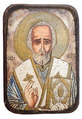 Icon of Saint Nicholas isolatedon white background