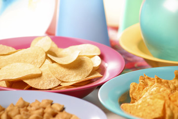 Party snacks: Nachos and Chips