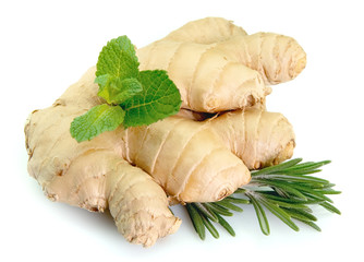 Ginger with mint and rosemary